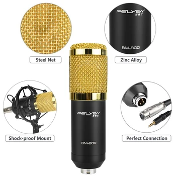 FELYBY Professionel Mikrofon BM 800 Kondensator Mikrofon Pro Audio Studio Vokal Optagelse Mic KTV Karaoke Metal Shock Mount