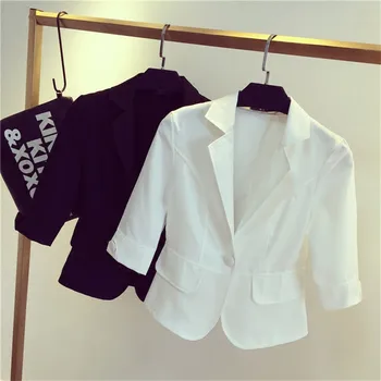 Female blazer overtøj 2017 forår og efterår kvinder slanke design passer til kvinder hvid blazer passer til mode jakke frakke femme MZ697