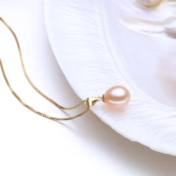 FENASY 18K Guld peandant pink perle Smykker halskæder & vedhæng for elskere mærke part perle vedhæng sende s925 sølv halskæder