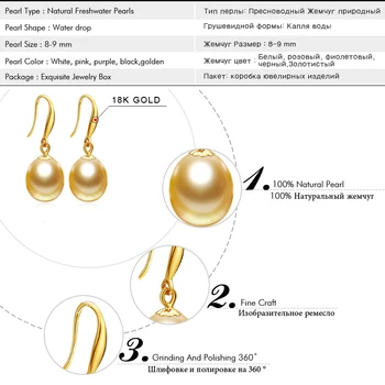 FENASY 18k guld øreringe glod perle smykker, Antiallergic 18K Guld dråbe øreringe Til Kvinder 2017 Nye Mode lange øreringe