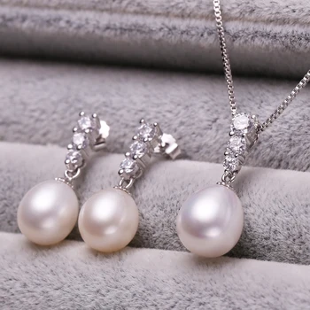 FENASY 925 sterling sølv smykker virkelige naturlige ferskvands perle smykker sæt til kvinder pearl smykker 2018 ny