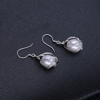 FENASY Pearl drop øreringe til kvinder,Perle Smykker retro kvast øreringe,Pearl 925 Sterling Sølv charms sølv 925 oprindelige