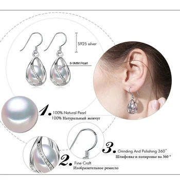 FENASY Pearl drop øreringe til kvinder,Perle Smykker retro kvast øreringe,Pearl 925 Sterling Sølv charms sølv 925 oprindelige