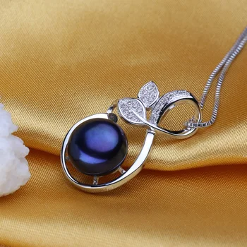 FENASY perle halskæde kvinder,naturlige Perle halskæder & vedhæng,sterling sølv Boheme-party smykker stor blomst vedhæng