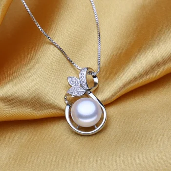 FENASY Perle Smykker Blad Vedhæng ægte, naturlig perle vedhæng jeg 925 sterling sølv smykker, perle vedhæng til kvinder Sommer Stil