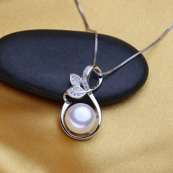 FENASY Perle Smykker Blad Vedhæng ægte, naturlig perle vedhæng jeg 925 sterling sølv smykker, perle vedhæng til kvinder Sommer Stil