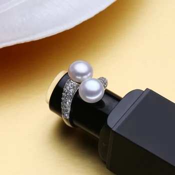 FENASY Perle Smykker,dobbelt Perle ringe,Naturlige Ferskvands Perle ringe,925 Sølv ringe for kvinder charms sølv 925 oprindelige