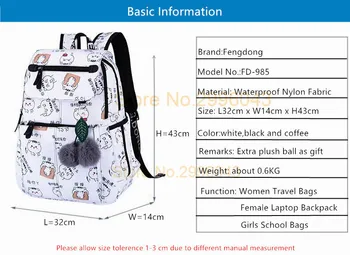 FengDong mærke rygsæk til piger skoletasker kvindelige sød lille sort taske rygsække til teenage-piger nye år julegave