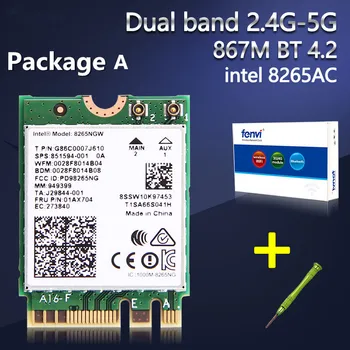 Fenvi Dual Band 867Mbps Wireless Wifi Kort Til Intel 8265NGW 802.11 ac Bluetooth 4.2 8265 NGFF Wifi Wlan-netværkskort 2,4 G/5G
