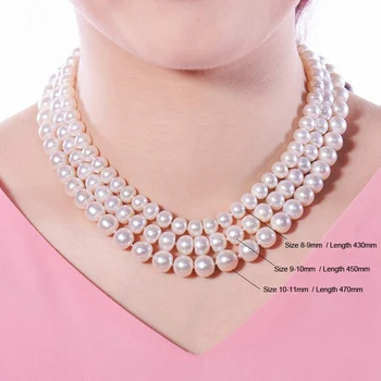 Ferskvand rigtig perle halskæde til kvinder,bryllup hvid naturlige perle halskæder smykker pige mødre fødselsdag bedste gave