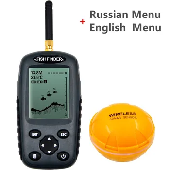 FFW718 fishfinder Opgradere FF998 russisk menu Genopladelige Waterpoof Trådløse Fishfinder Sensor 125kHz Sonar ekkolod