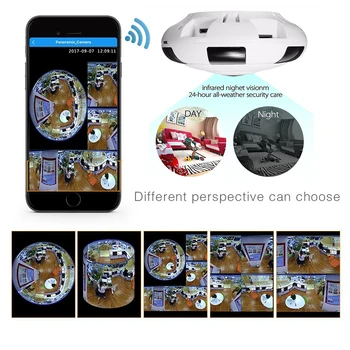 FGHGF HD 960P WiFi IP-Kamera 360 Graders 1,3 MP Trådløse Fiskeøje CCTV Mini Kamera, Video Opbevaring Max 64 GB Ekstern IR-CUT Lyd-i