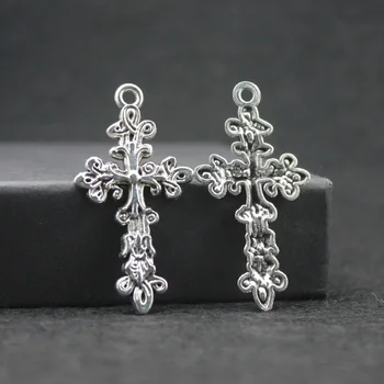 Filigran Religiøs Tværs af Charms Vedhæng Metal Zink Legering Trendy Smykke Kors til smykkefremstilling 20pcs ZA1398