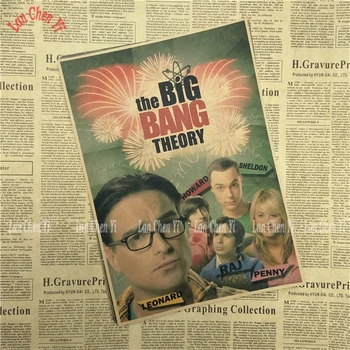 Filmens Kraftpapir Poster Big Bang-Teorien, Bar Cafe Vintage Udskrivning i Høj kvalitet Tegning centrale Dekorative Maleri