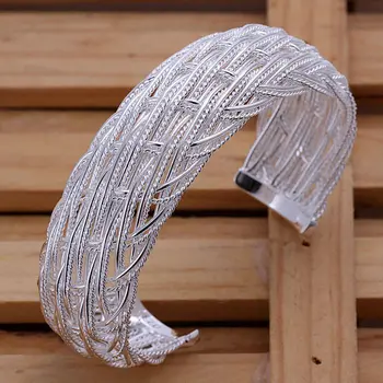 Fin forsølvet Halskæde 925-sterling-sølv smykker sølv flette armbånd armbånd til kvinder, mænd