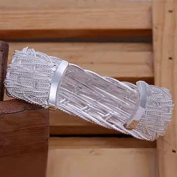 Fin forsølvet Halskæde 925-sterling-sølv smykker sølv flette armbånd armbånd til kvinder, mænd