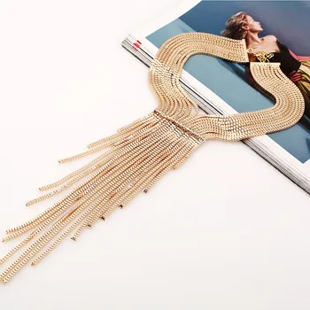 Finde Mig 2018 nye mode brand lang kæde kvaster krave choker halskæde i vintage-erklæring maxi halskæde kvinder Smykker engros