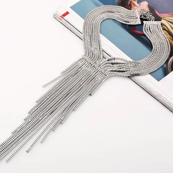 Finde Mig 2018 nye mode brand lang kæde kvaster krave choker halskæde i vintage-erklæring maxi halskæde kvinder Smykker engros