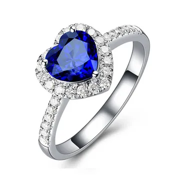 Fine Smykker Safir Ringe Til Kvinder Reel S925 Sterling Sølv Hjerte-Formet Bridal Wedding, Engagement Top Kvalitet-Ring