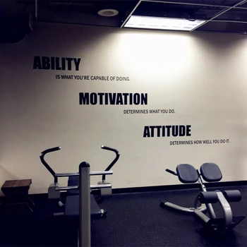 Fitnesscenter vægoverføringsbilleder vinyl plakat , Motiverende Trænings-og Citater Wall Stickers - Evne, Motivation, Holdning Fitnesscenter Indretning