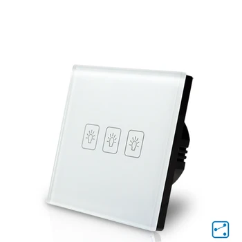 Fjernbetjening 3 Gang 1 af EU ' s Europæiske Wallpad Hvidt Glas Trådløs RF Wifi Støtte 3 Bande Touch Fjernbetjening Switch Gratis Fragt