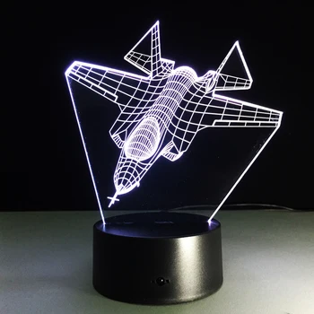 Fjernbetjeningen fly Fly-3D-Light-LED bordlampe Optisk Illusion Bulbing Nat Lys 7 Farver Skiftende Humør Lampe USB-Lampe