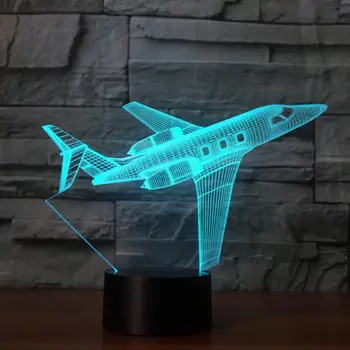 Fjernbetjeningen fly Fly-3D-Light-LED bordlampe Optisk Illusion Bulbing Nat Lys 7 Farver Skiftende Humør Lampe USB-Lampe