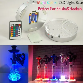 Fjernbetjent RGB Multicolors 6tommer Genopladelige LED-Bryllup Centrale LED Vase Lys Base for Vandpibe Shisha Stå Indretning