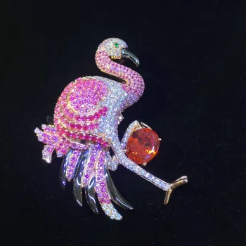 Flamingo vedhæng og øreringe smykker sæt 925 sterling sølv med cubic zircon og ferskvand perle fashion kvinder smykker