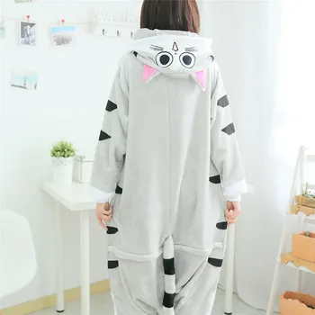 Flannel Bløde Kat Kigurumi Pyjamas for Voksen Mand Kvinder Vinteren Varm Buksedragt Anime Kostume Onesie Cosplay