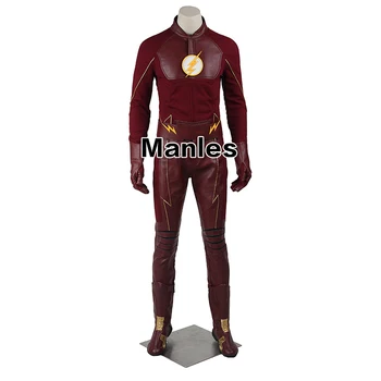 Flash Cosplay Kostume Barry Allen Passer Flash-Sæson 2 Barry Allen Superhelt Kostume Tøj Med Støvler Voksne Mænd, Der Er Skræddersyet