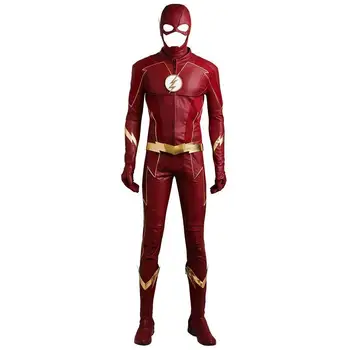 Flash-Sæson 4 Barry Allen Superman Cosplay Kostumer Læder Jakke, Bukser, Maske Nye År Outfits Støvler Custom Til Halloween