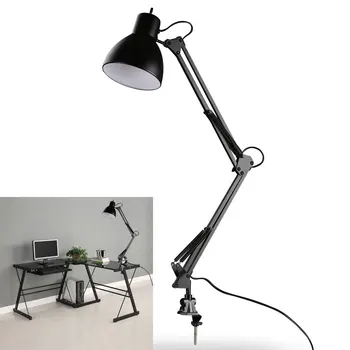 Fleksibel Svingarm Spændeenheden Lampe Kontor Studio Hjem Sort Desk Lys