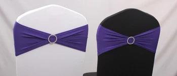 Flere farve spandex stol vinger med diamant spænde rhines lycra bow tie bånd bælte strække bånd til bryllup dekoration