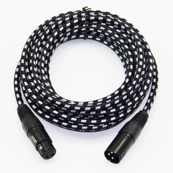 Flettet Nylon-XLR Kabel Mandlige og Kvindelige M/F 3pin stik Multi-Afskærmning+OFC Kobber For Mic Mixer 1m 2m 3m 5m 6m 7,6 m 10m 15m