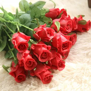 Floace 15pcs/masse Hjem Bryllup Dekoration Blomster Rigtige Touch-Kvalitet Kunstige Blomster Roser