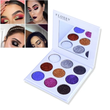 FLOSSY SOLSIKKE Shimmer Mat Med Spejl øjenskygge Make Up Palette Maquiagem 9 farver Makeup Øjenskygge Pallete