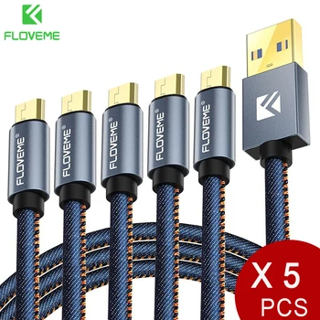 FLOVEME 5Pcs/Masse Oprindelige Mikro-USB-Kabel-2.1 En Hurtig Data Sync Oplader 30cm 1m 2m Telefon Kabler Til Samsung Xiaomi LG Android Cabo