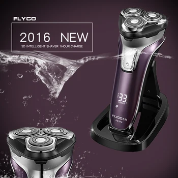 Flyco 3D flydende hoved Genopladelige Bærbare krop vaskbar Elektrisk Shaver Led Lys Hurtig Opladning Tredobbelte Blade barbeador FS376