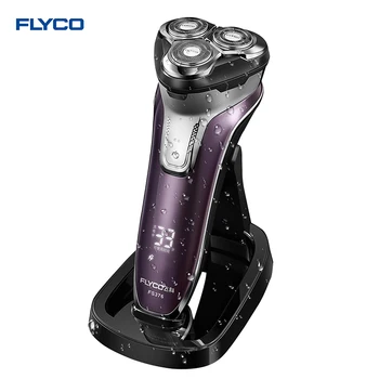 Flyco 3D flydende hoved Genopladelige Bærbare krop vaskbar Elektrisk Shaver Led Lys Hurtig Opladning Tredobbelte Blade barbeador FS376