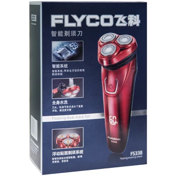 Flyco Professionel Dobbelt-track tre uafhængige floating heads Hele maskinvaskes med LED-Display, Elektrisk shaver FS338