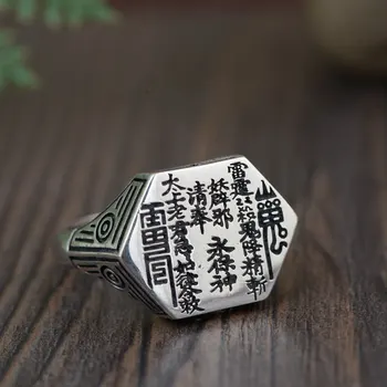 FNJ 925 Sølv Buddha Ring Held og lykke Sladder, Mode Rigtige S925 Sterling Thai Sølv Ringe til Kvinder, Mænd Smykker Justerbar Størrelse