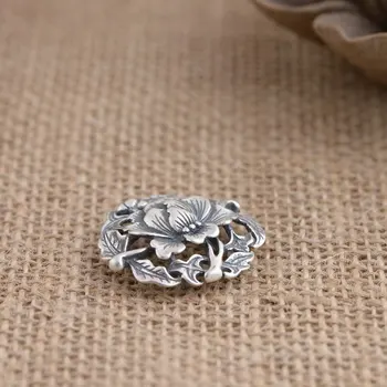 FNJ 925 Sølv med Blomst Vedhæng Vintage Ren S990 Solid Thai Sølv Vedhæng til Kvinder, Mænd smykkefremstilling