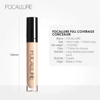 FOCALLURE 7Colors Fuld Dækning Makeup Concealer Flydende Concealer Praktisk Eye Cream Concealer