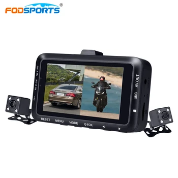 Fodsports 3 Tommer DV168 Motorcykel DVR Motorcykel Video-Optager Dobbelt Dush Linse Kameraer Dash Cam med Night Vision Kamera Motorcykel