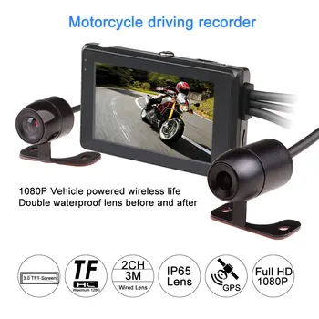 Fodsports Motorcykel DVR Dash Cam T2 Mini Video-Optager 1080P HD Dual Linse Motorcykel DVR Vandtæt Støtte GPS Tracker
