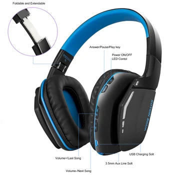 Foldbar Trådløs Bluetooth-Hovedtelefoner, B3506 Trådløse Bluetooth 4.1 Stereo Gaming Hovedtelefoner Headset med Mic Hovedtelefoner til Spil