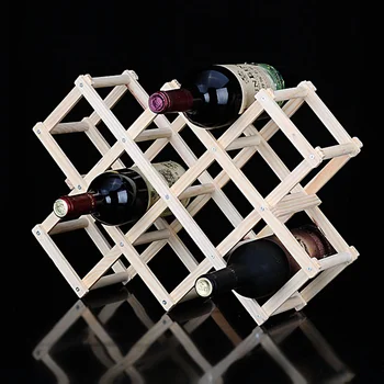 Folde træ vin rack vin flaskeholder Opbevaring Arrangør øl wisky Indehaveren udstillingsstand bar Tilbehør til indretning