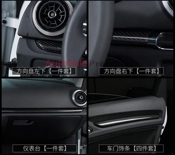 For Audi A3 8V 2013 2016 Ægte Carbon Interiør Døren Stripe Cover+Dashboard Midterste Konsol Strip Trimmer til Venstre kørsel
