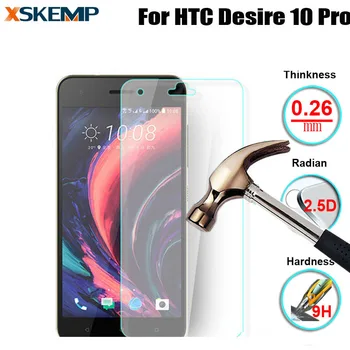 For HTC Desire 10 Pro Ingen Fingeraftryk 0.26 mm 9H Gennemsigtig ridsefast Blank Hærdet Glas Film Premium-Skærm Protektor